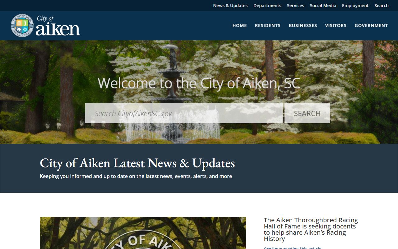 City of Aiken official website for public safety and booking release information