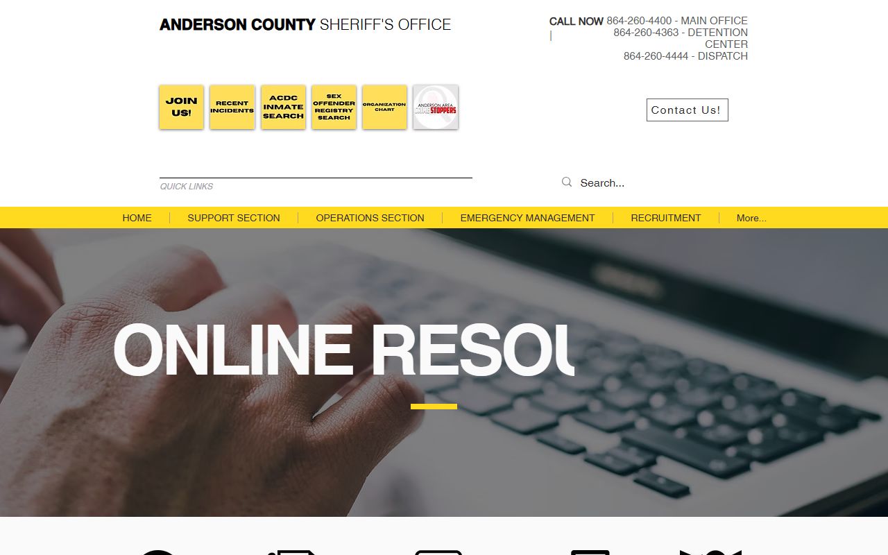 Anderson County Sheriff inmate search portal for looking up booking releases