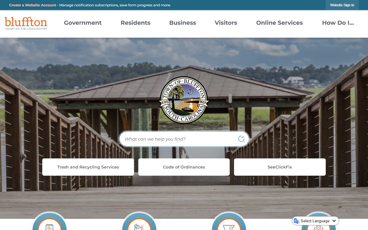 Town of Bluffton official website for police and booking release information
