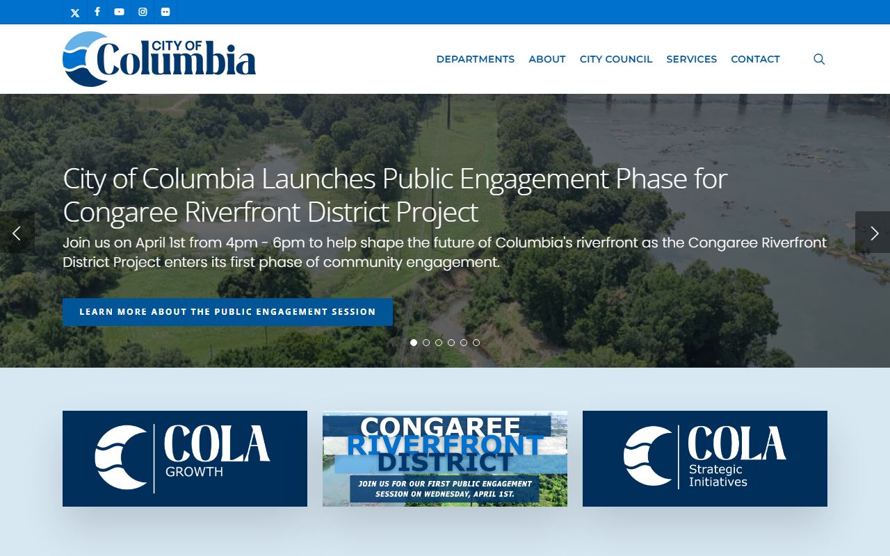City of Columbia official website for public records and booking release information