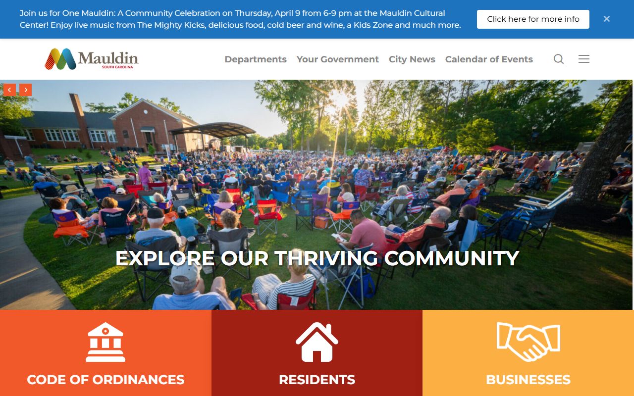 City of Mauldin official website for police services and booking release information