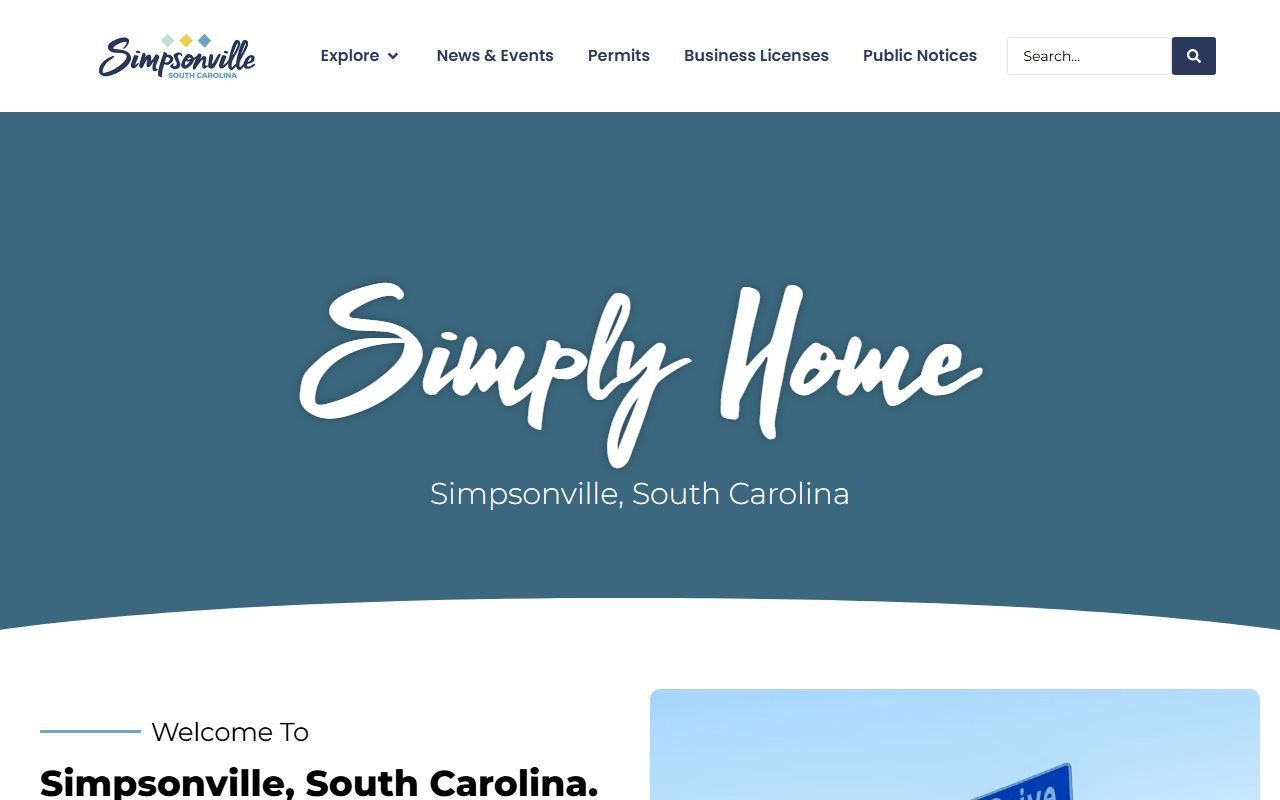 City of Simpsonville official website for police services and booking release information
