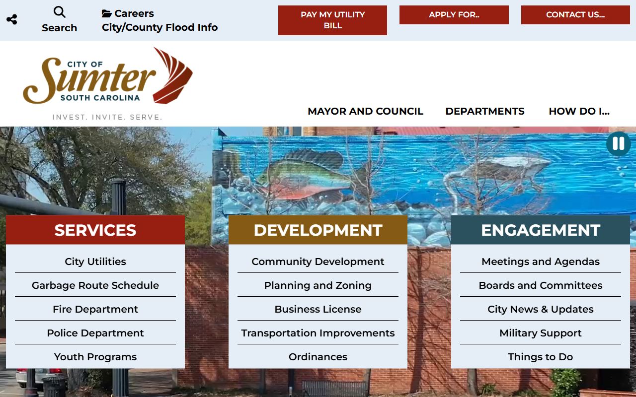 City of Sumter website with police department details for booking releases
