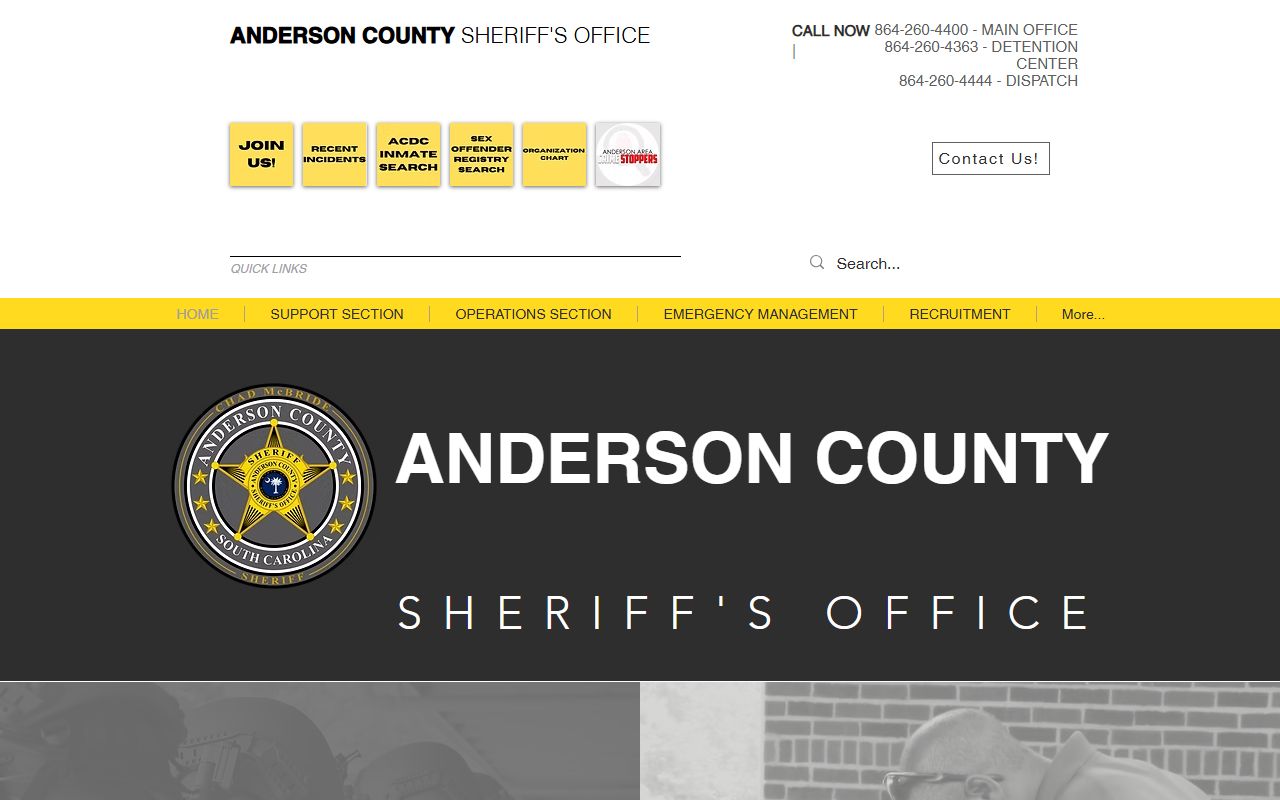 Anderson County Sheriff's Office website for booking releases