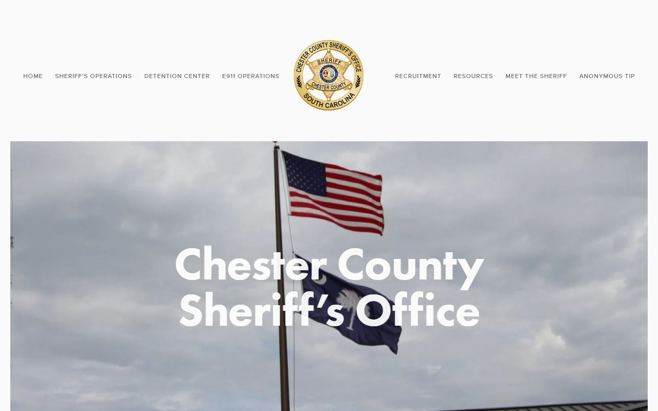 Chester County Sheriff's Office website for booking releases