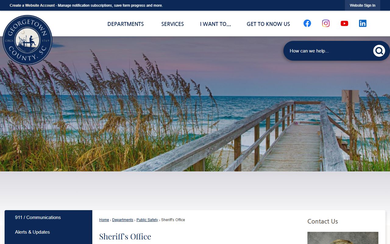 Georgetown County Sheriff's Office website for booking releases