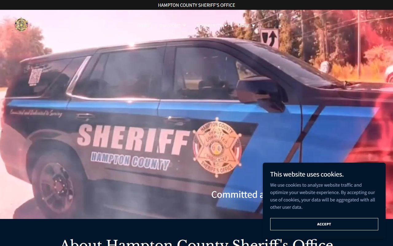Hampton County Sheriff's Office website for booking releases