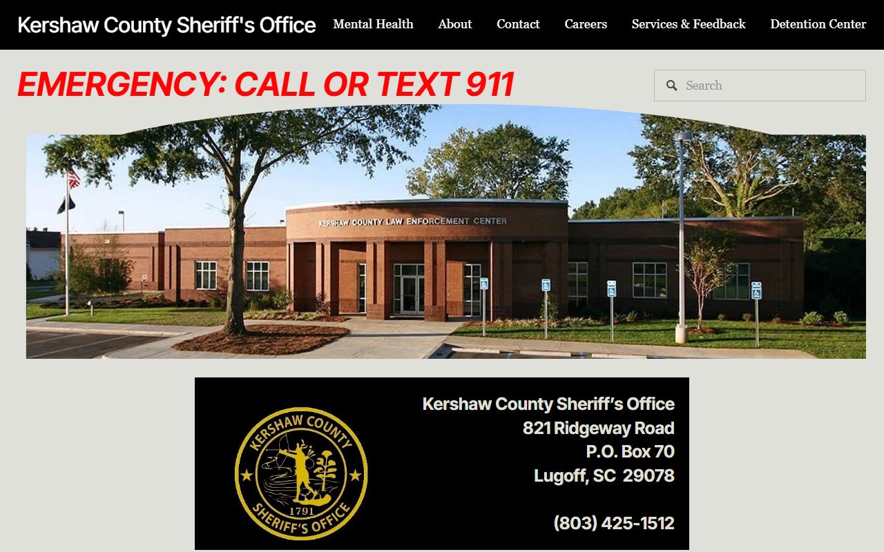 Kershaw County Sheriff's Office resource page for booking releases