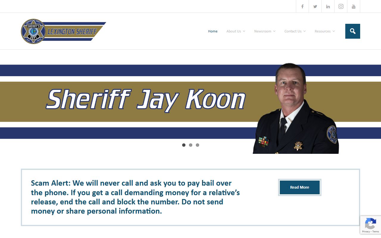 Lexington County Sheriff Department website for booking releases