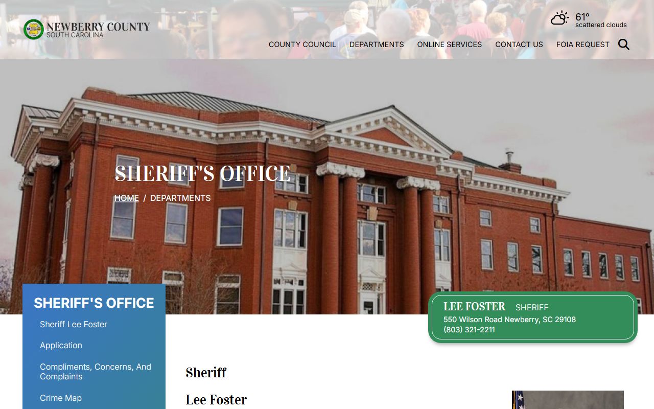Newberry County Sheriff's Office website for booking releases