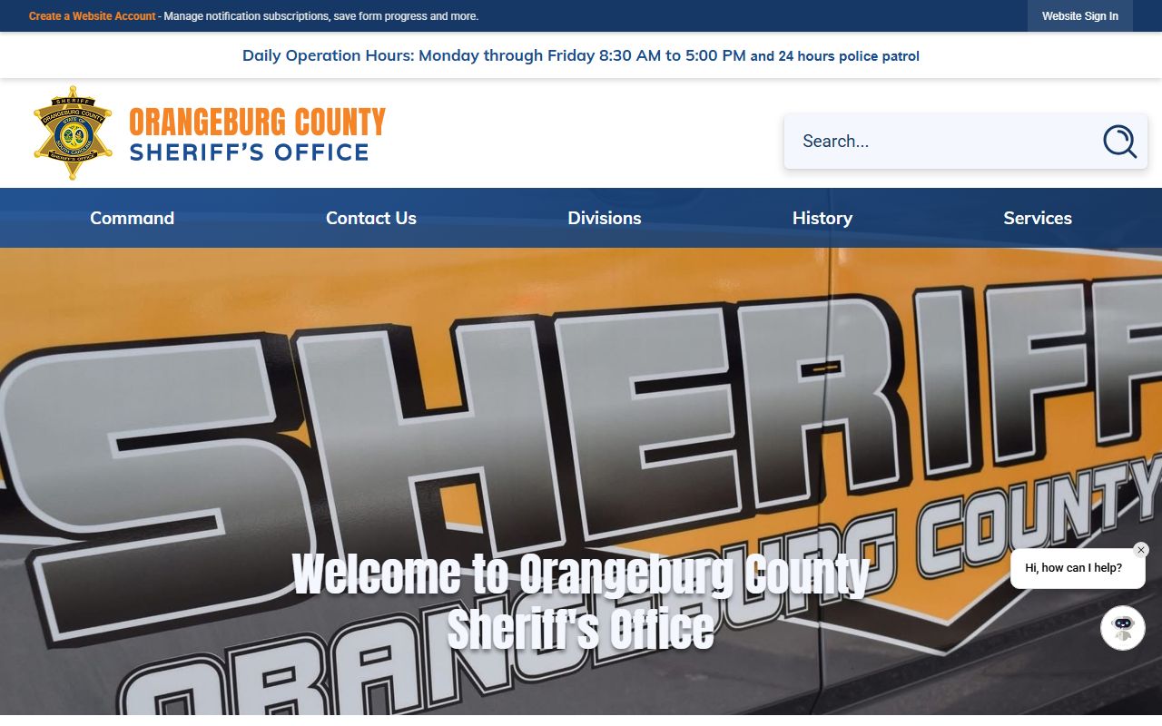 Orangeburg County Sheriff's Office website for booking releases