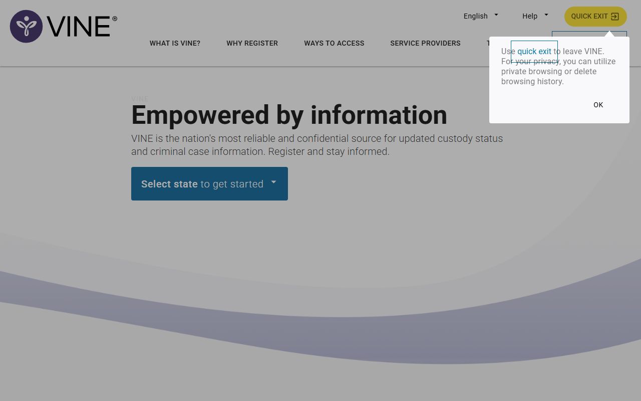VINELink victim notification system for South Carolina booking release alerts